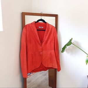 JIL SANDER // Red Leather Blazer // size 40